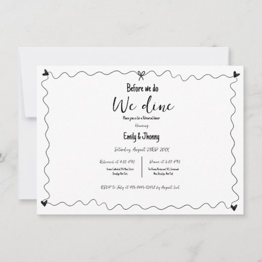 Handgezeichnet, bevor wir essen Probe Abendessen Ankündigung (Vorderseite)