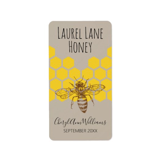 HandGezeichnet Bienensignatur-Serie Adressaufkleber (Vorne)