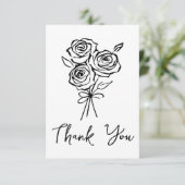 HandGezeichnet Black Rose Bouquet Brautparty Dankeskarte (Stehend Vorderseite)