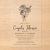 HandGezeichnet Black Rose Paares Brautparty Acryleinladungen (Vorderseite)