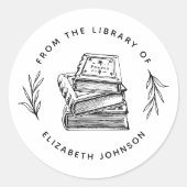 Handgezeichnet Blätter aus der Bibliothek der Runder Aufkleber (Vorderseite)