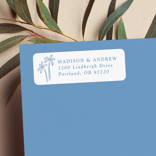 HandGezeichnet Blaupalmen Hochzeitszunge Rücksende