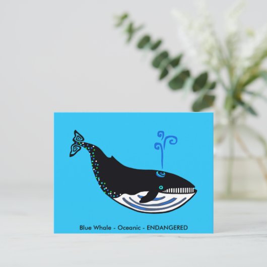 Handgezeichnet - Blauwale - Erhaltung - Natur Postkarte (Stehend Vorderseite)