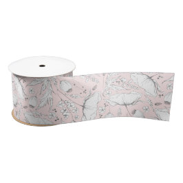 Handgezeichnet Bleistift-Wildblumen Elegant Rosa Satinband