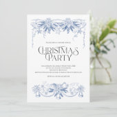 HandGezeichnet Blue Christmas Party Einladung (Stehend Vorderseite)