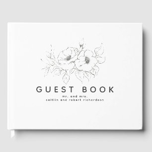 Handgezeichnet Blume Elegant Moderne Gästebuch