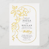 Handgezeichnet Blume Elegante Weiße Hochzeit Folieneinladung (Vorderseite)