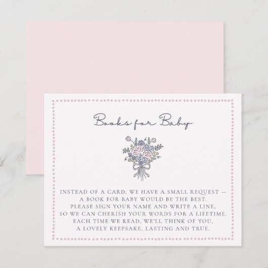 Handgezeichnet Blume mit gepunkteten Rahmenbüchern Einladung (Vorne/Hinten)