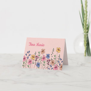 Handgezeichnet Blume Personalisiert Notecard Dankeskarte