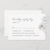 handGezeichnet Blume Schwarz-Weiß Hochzeit RSVP (Vorne/Hinten)