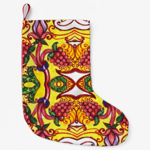 Handgezeichnet: Blumendekorative Eleganz. Kleiner Weihnachtsstrumpf