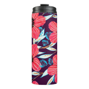 Handgezeichnet Blumenkräutermuster nahtlos. Sketch Thermosbecher