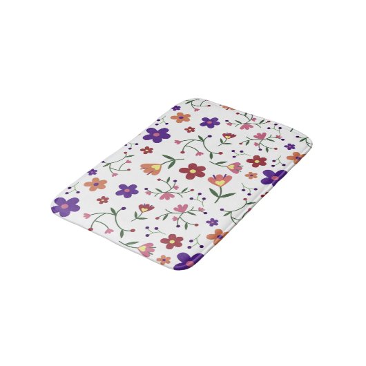 HandGezeichnet Blumenmuster Badematte (Schrägansicht)