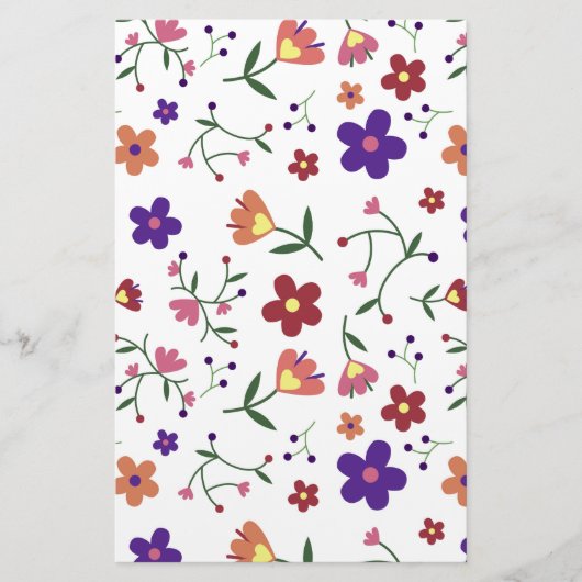 HandGezeichnet Blumenmuster Briefpapier (Vorderseite)