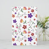 HandGezeichnet Blumenmuster Briefpapier (Stehend Vorderseite)