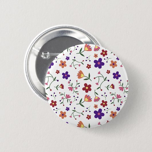 HandGezeichnet Blumenmuster Button (Vorne & Hinten)