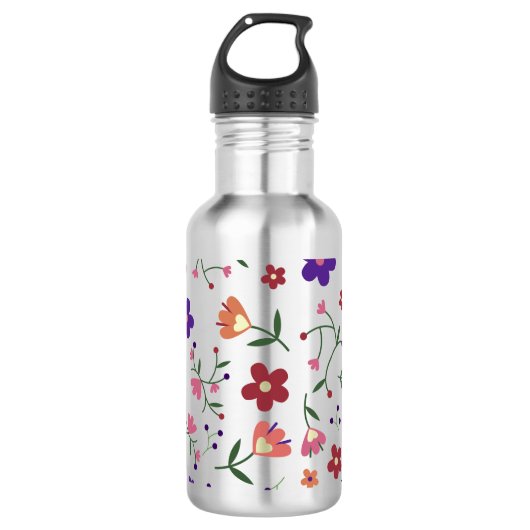 HandGezeichnet Blumenmuster Edelstahlflasche (Vorderseite)