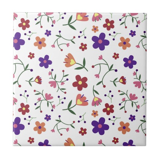 HandGezeichnet Blumenmuster Fliese (Vorderseite)