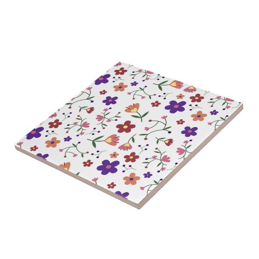 HandGezeichnet Blumenmuster Fliese (Seite)