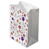 HandGezeichnet Blumenmuster Mittlere Geschenktüte (Vorderseite Schrägansicht)