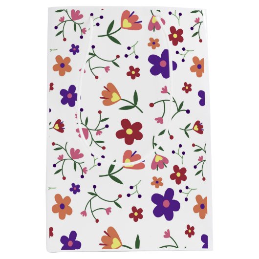 HandGezeichnet Blumenmuster Mittlere Geschenktüte (Vorderseite)