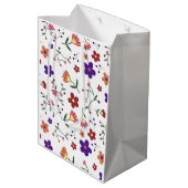 HandGezeichnet Blumenmuster Mittlere Geschenktüte (Rückseite Schrägansicht)