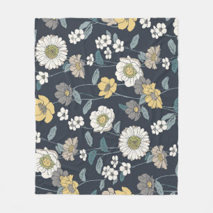 Handgezeichnet Blumenmuster, nahtlos künstlerisch. Fleecedecke