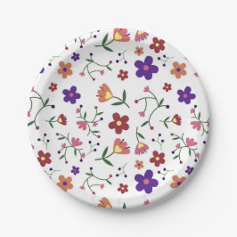 HandGezeichnet Blumenmuster Pappteller