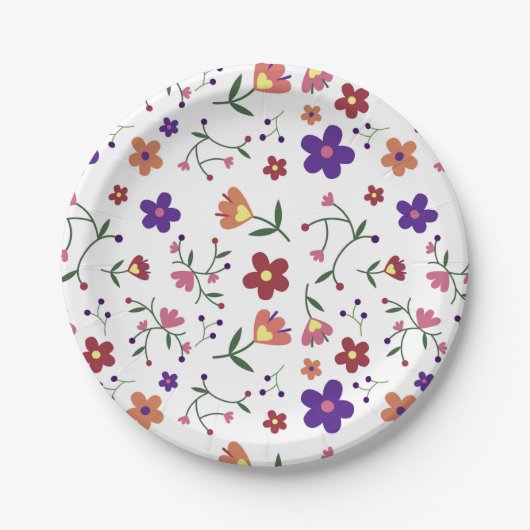 HandGezeichnet Blumenmuster Pappteller (Vorderseite)