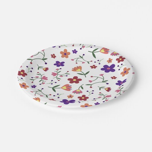 HandGezeichnet Blumenmuster Pappteller (Schrägansicht)