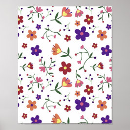 HandGezeichnet Blumenmuster Poster