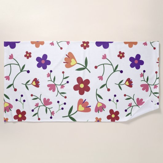 HandGezeichnet Blumenmuster Strandtuch (Vorderseite)