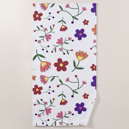 HandGezeichnet Blumenmuster Strandtuch (Vorderseite)