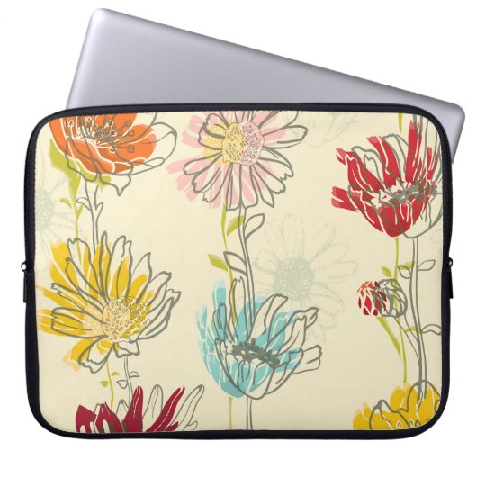 HandGezeichnet, blumennahes Muster Laptopschutzhülle (Vorderseite)