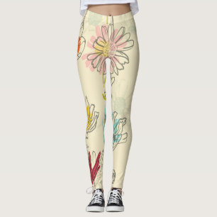 HandGezeichnet, blumennahes Muster Leggings