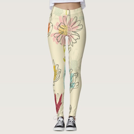 HandGezeichnet, blumennahes Muster Leggings (Vorderseite)