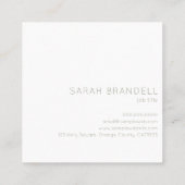 Handgezeichnet Blumenrahmen in Weiß und Weiß Quadratische Visitenkarte (Rückseite)