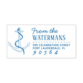 Handgezeichnet Boat Anchor & Rope Name Rücksendead Permastempel