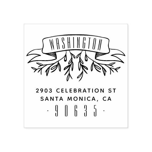 Handgezeichnet Botanische Banner-Rücksendeadresse Gummistempel (Prägung)