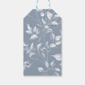 HandGezeichnet botanische Blätter auf Soft Blue Geschenkanhänger (Rückseite)