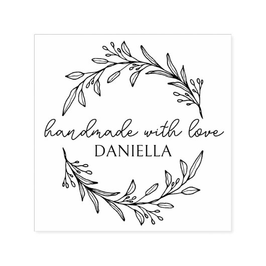 Handgezeichnet Botanische Handarbeit mit Liebe nac Permastempel (Design)