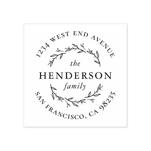 Handgezeichnet Botanische Rücksendeadresse Gummistempel (Prägung)