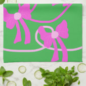 Handgezeichnet Bows Rosa Gelbe Liebhaber Geschirrtuch (Gefaltet)