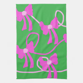 Handgezeichnet Bows Rosa Gelbe Liebhaber Geschirrtuch