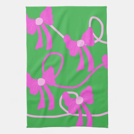 Handgezeichnet Bows Rosa Gelbe Liebhaber Geschirrtuch (Vertikal)