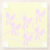 Handgezeichnet Bows Rosa Gelbe Liebhaber Glasuntersetzer (Rückseite)