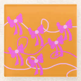 Handgezeichnet Bows Rosa Gelbe Liebhaber Glasuntersetzer