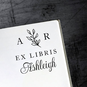 Handgezeichnet Branch-Initialen Name Ex Libris Boo Gummistempel