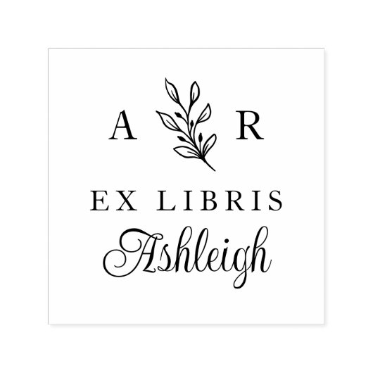 Handgezeichnet Branch-Initialen Name Ex Libris Boo Permastempel (Design)