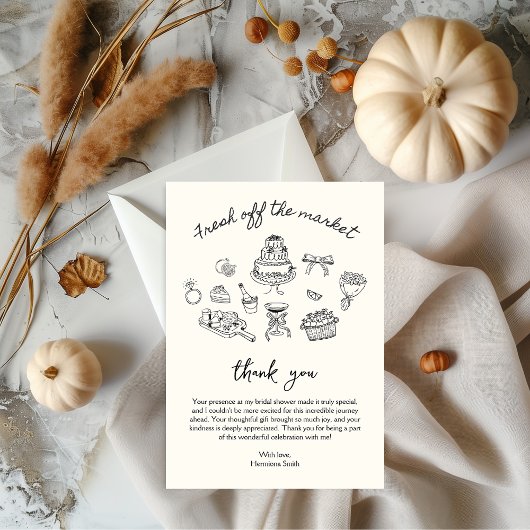 Handgezeichnet Brautparty frisch vom Markt Dankeskarte
